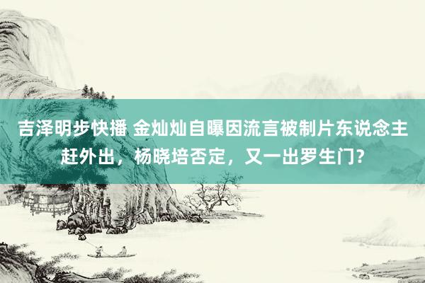 吉泽明步快播 金灿灿自曝因流言被制片东说念主赶外出，杨晓培否定，又一出罗生门？
