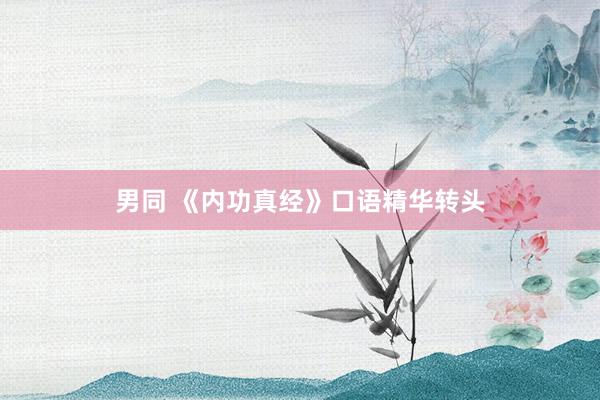 男同 《内功真经》口语精华转头